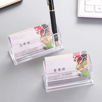 Акриловый настольный держатель для визитных карточек с 2 ячейками, держатель для ручки, дисплей